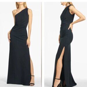 NEW Sachin & Babi Cece One shoulder crepe Evening gown in Navy Women's size 14